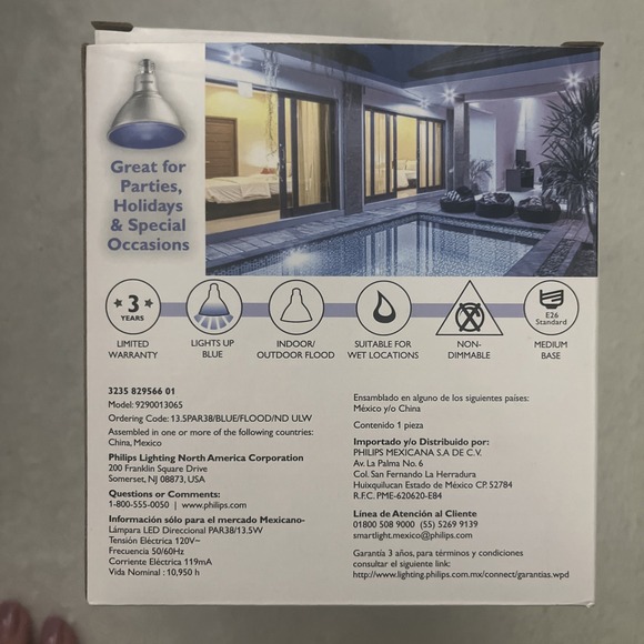 Philips Non-Dimmable 13.5W Blue 40° LED Bulb, Outdoor and Enclosed Fixture Rated - Picture 4 of 4